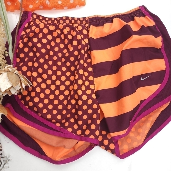 Nike Dry Fit Orange Purple Dot Stripe Women's Shorts Sz M - Picture 2 of 11
